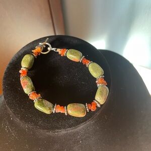 Elegant Green, Orange & pink Beaded Bracelet